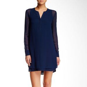Vince silk shirttail dress - navy, size 2. NWT.